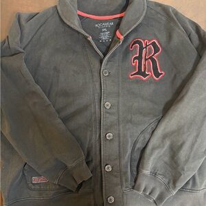 Rocawear Black Varsity Button Down Red Patch Button Up Size 3XL